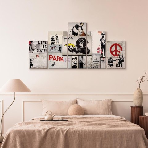 Obraz - Street Crimes: Banksy Art 200x100 Na płótnie włoskim