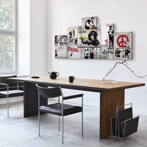 Obraz - Street Crimes: Banksy Art 200x100 Na płótnie włoskim