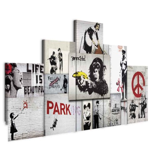 Obraz - Street Crimes: Banksy Art 225x112.5 Na płótnie włoskim