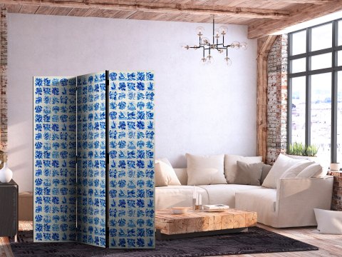 Parawan - Ceramiczne kafelki - tradycyjne portugalskie niebieskie płytki azulejos 135x172 Dwustronny