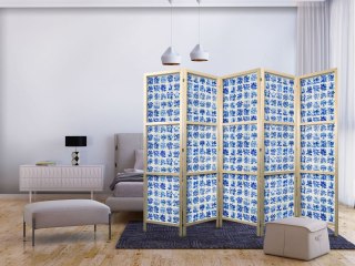 Parawan japoński - Ceramiczne kafelki - tradycyjne portugalskie niebieskie płytki azulejos 225x172