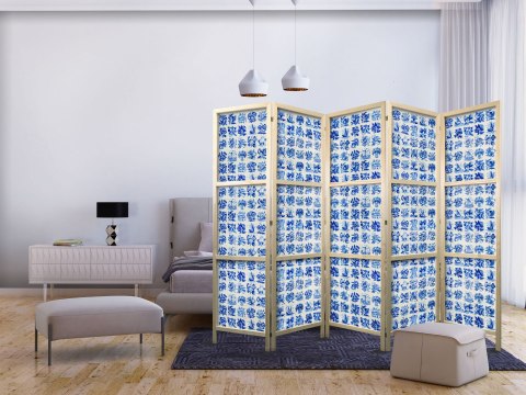 Parawan japoński - Ceramiczne kafelki - tradycyjne portugalskie niebieskie płytki azulejos 225x172