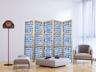 Parawan japoński - Ceramiczne kafelki - tradycyjne portugalskie niebieskie płytki azulejos 225x172