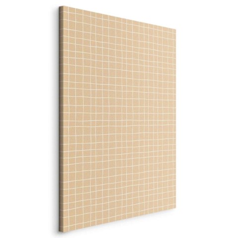 Obraz - Falujące linie - kremowa kratka na szumiącym pastelowym tle 20x30 Standard