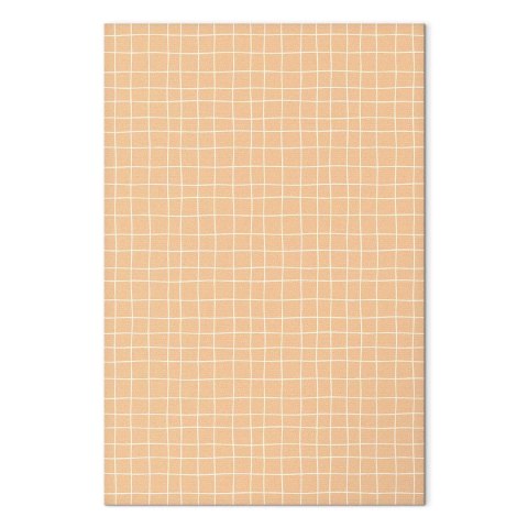 Obraz - Falujące linie - kremowa kratka na szumiącym pastelowym tle 20x30 Standard