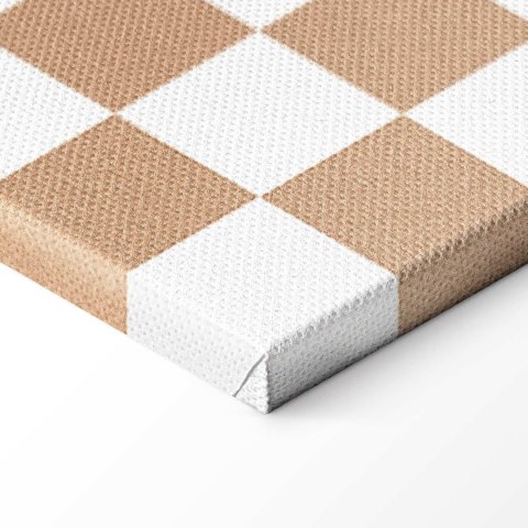 Obraz - Szachowy Wzór - brązowo-biała kratka z delikatnym szumem 40x60 Standard