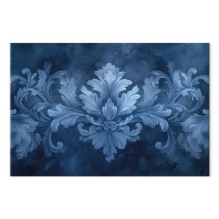 Obraz - Ornament w błękitnych i chłodnych kolorach ciemnoniebieska dekoracja 120x80 Akustyczny