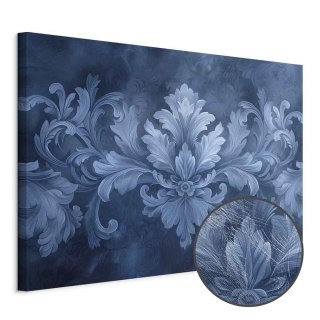 Obraz - Ornament w błękitnych i chłodnych kolorach ciemnoniebieska dekoracja 120x80 Premium Print