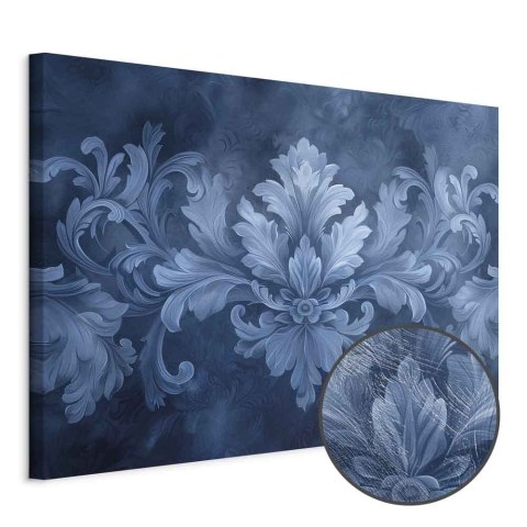 Obraz - Ornament w błękitnych i chłodnych kolorach ciemnoniebieska dekoracja 120x80 Premium Print