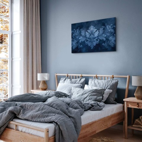 Obraz - Ornament w błękitnych i chłodnych kolorach ciemnoniebieska dekoracja 120x80 Premium Print