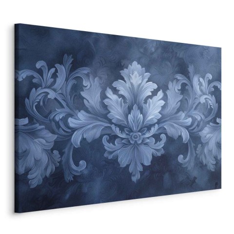 Obraz - Ornament w błękitnych i chłodnych kolorach ciemnoniebieska dekoracja 90x60 Standard