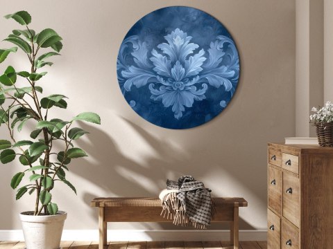 Obraz okrągły - Ornament w błękitnych i chłodnych kolorach: ciemnoniebieska dekoracja 80x80