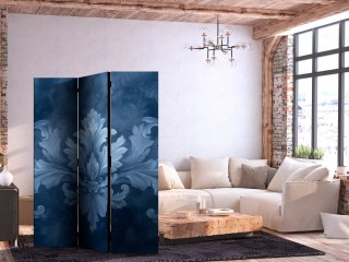 Parawan - Ornament w błękitnych i chłodnych kolorach; ciemnoniebieska dekoracja 135x172 Jednostronny