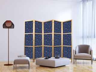 Parawan japoński - Kosmiczne Inspiracje - wzór z gwiazdami i konstelacjami na ciemnym tle 225x172