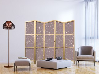 Parawan japoński - Nocne Niebo - artystyczne konstelacje i gwiazdy w pastelowych odcieniach 225x172