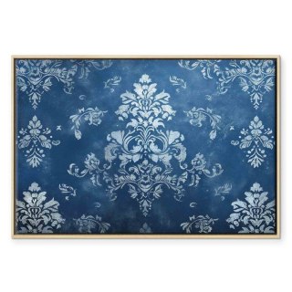 Obraz - Ornament retro dekoracyjny motyw w przetartych błękitach 120x80 W ramie drewnianej naturalnej