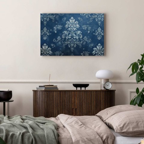 Obraz - Ornament retro dekoracyjny motyw w przetartych błękitach 30x20 Na płótnie włoskim