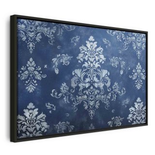 Obraz - Ornament retro dekoracyjny motyw w przetartych błękitach 60x40 W ramie drewnianej czarnej