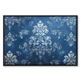 Obraz - Ornament retro dekoracyjny motyw w przetartych błękitach 60x40 W ramie drewnianej czarnej