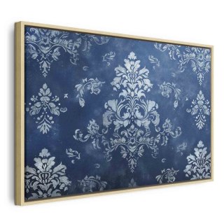 Obraz - Ornament retro dekoracyjny motyw w przetartych błękitach 60x40 W ramie drewnianej naturalnej