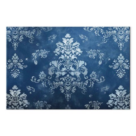 Obraz - Ornament retro dekoracyjny motyw w przetartych błękitach 90x60 Na płótnie włoskim