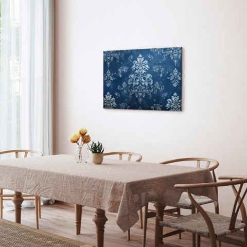 Obraz - Ornament retro dekoracyjny motyw w przetartych błękitach 90x60 Standard