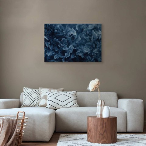 Obraz - Ornamenty abstrakcyjne ciemnoniebieskie wiktoriańskie liście 30x20 Akustyczny