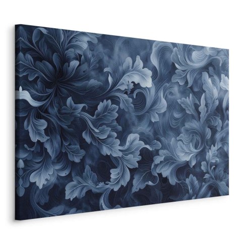 Obraz - Ornamenty abstrakcyjne ciemnoniebieskie wiktoriańskie liście 90x60 Standard