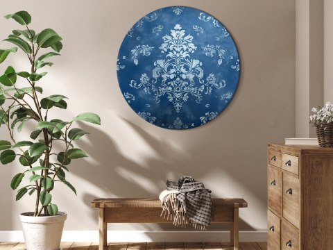 Obraz okrągły - Ornament retro: dekoracyjny motyw w przetartych błękitach 40x40