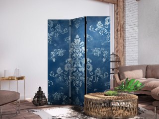 Parawan - Ornament retro - dekoracyjny motyw w przetartych błękitach 135x172 Dwustronny