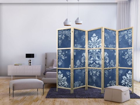 Parawan japoński - Ornament retro - dekoracyjny motyw w przetartych błękitach 225x172
