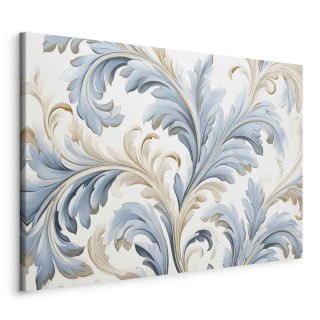 Obraz - Barokowe ornamenty w jasnej kremowo-niebieskiej kolorystyce 120x80 Na płótnie włoskim