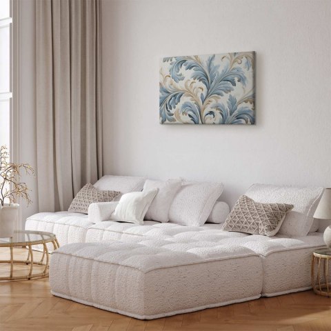 Obraz - Barokowe ornamenty w jasnej kremowo-niebieskiej kolorystyce 90x60 Akustyczny