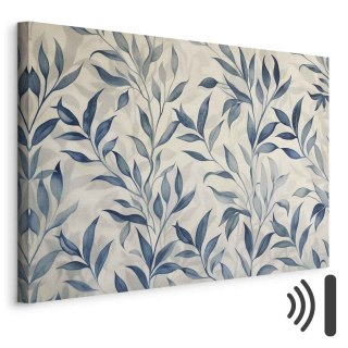 Obraz - Liście w niebieskich kolorach delikatny motyw botaniczny 90x60 Akustyczny