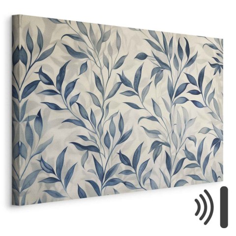 Obraz - Liście w niebieskich kolorach delikatny motyw botaniczny 90x60 Akustyczny