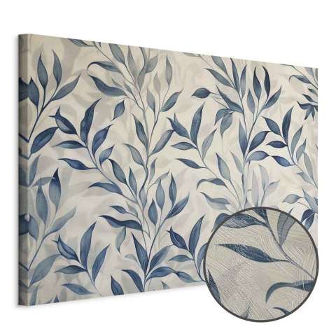 Obraz - Liście w niebieskich kolorach delikatny motyw botaniczny 90x60 Premium Print