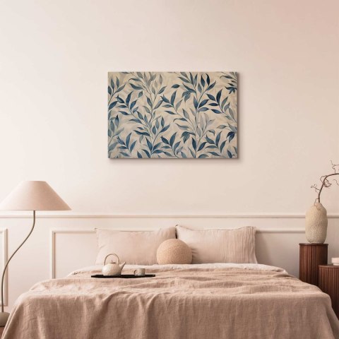 Obraz - Liście w niebieskich kolorach delikatny motyw botaniczny 90x60 Premium Print