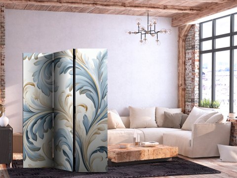 Parawan - Barokowe ornamenty w jasnej kremowo-niebieskiej kolorystyce 135x172 Dwustronny