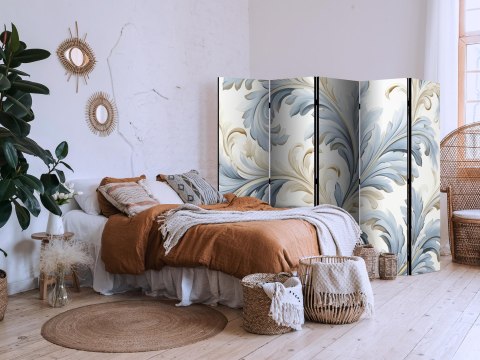Parawan - Barokowe ornamenty w jasnej kremowo-niebieskiej kolorystyce 225x172 Dwustronny