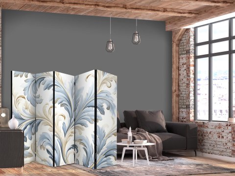 Parawan - Barokowe ornamenty w jasnej kremowo-niebieskiej kolorystyce 225x172 Jednostronny