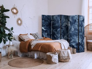 Parawan - Ornamenty abstrakcyjne - ciemnoniebieskie wiktoriańskie liście 225x172 Dwustronny