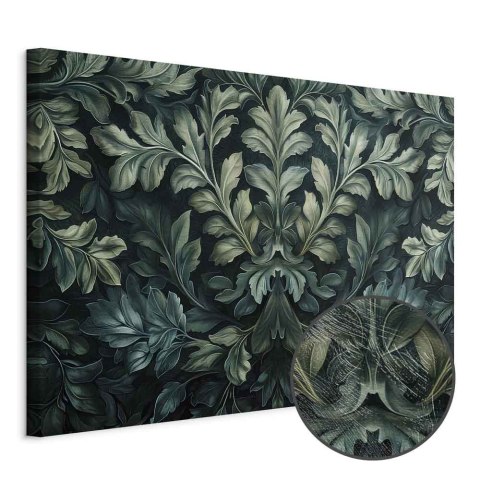Obraz - Ciemnozielone wiktoriańskie liście: botaniczna rzeźbiona kompozycja 60x40 Premium Print