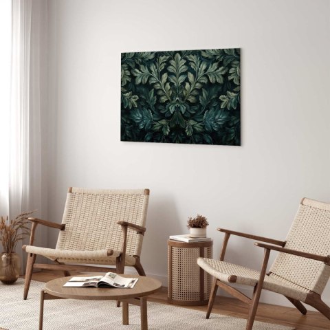 Obraz - Ciemnozielone wiktoriańskie liście: botaniczna rzeźbiona kompozycja 90x60 Premium Print