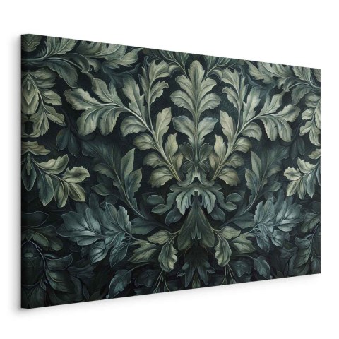 Obraz - Ciemnozielone wiktoriańskie liście: botaniczna rzeźbiona kompozycja 90x60 Standard