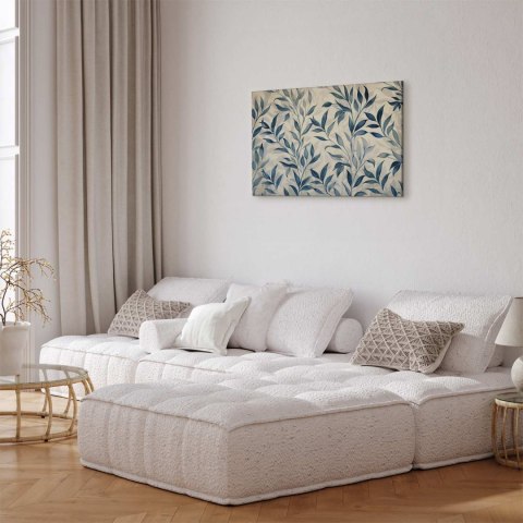 Obraz - Liście w niebieskich kolorach delikatny motyw botaniczny 120x80 Premium Print
