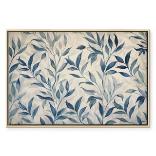 Obraz - Liście w niebieskich kolorach delikatny motyw botaniczny 60x40 W ramie drewnianej naturalnej