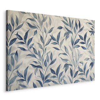 Obraz - Liście w niebieskich kolorach delikatny motyw botaniczny 90x60 Standard