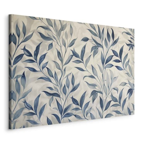 Obraz - Liście w niebieskich kolorach delikatny motyw botaniczny 90x60 Standard