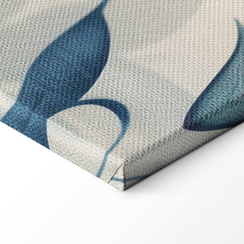 Obraz - Liście w niebieskich kolorach delikatny motyw botaniczny 90x60 Standard