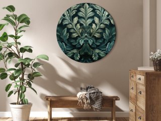 Obraz okrągły - Ciemnozielone wiktoriańskie liście: botaniczna rzeźbiona kompozycja 80x80